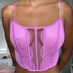 •NWT Victoria’s Secret Rhinestone Chain Strap Lace Bra Top | Medium